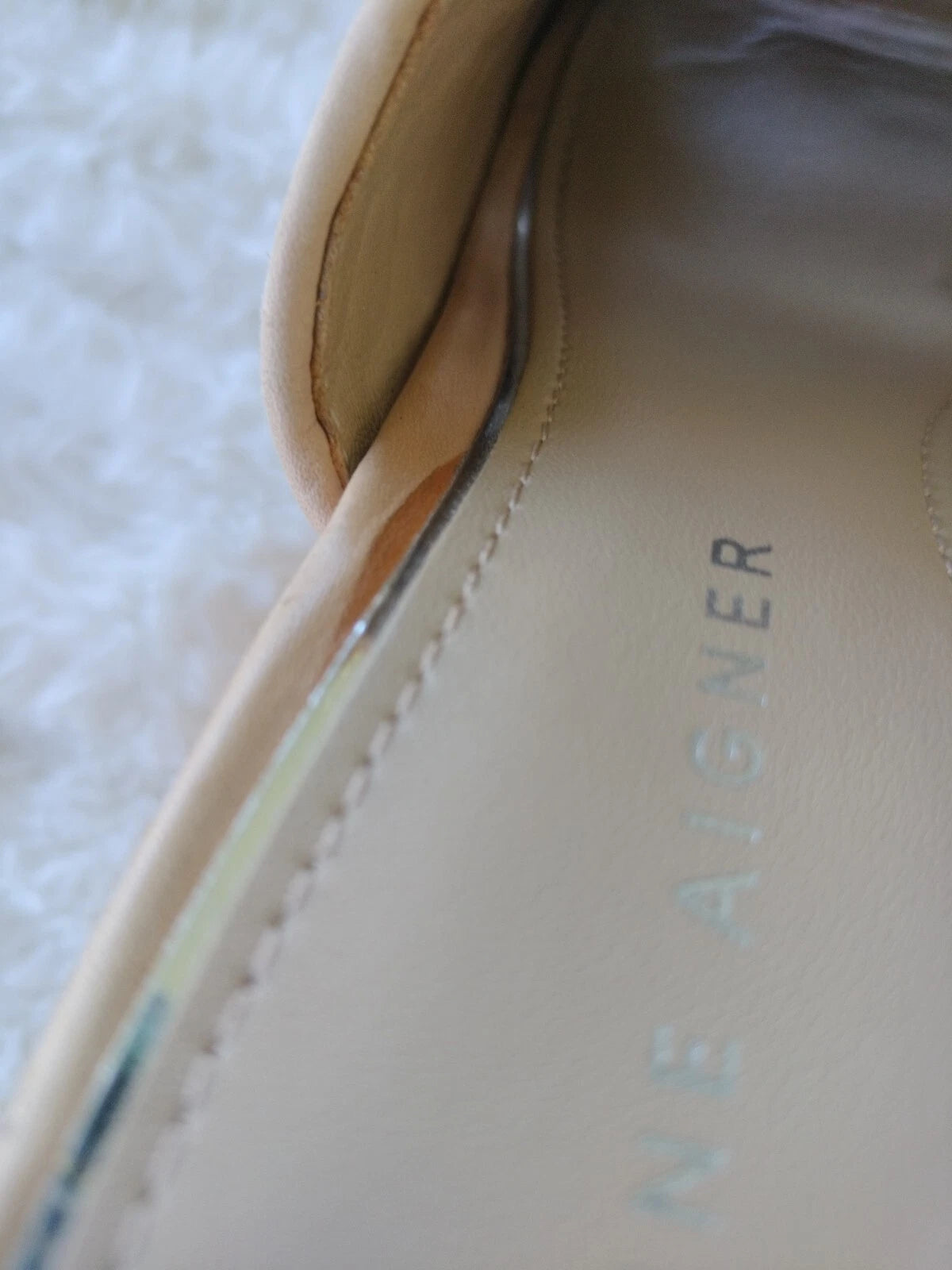 ETIENNE AIGNER Devin Sz 8  Sandals Platforms Women's Natural Cork Wedges Slides