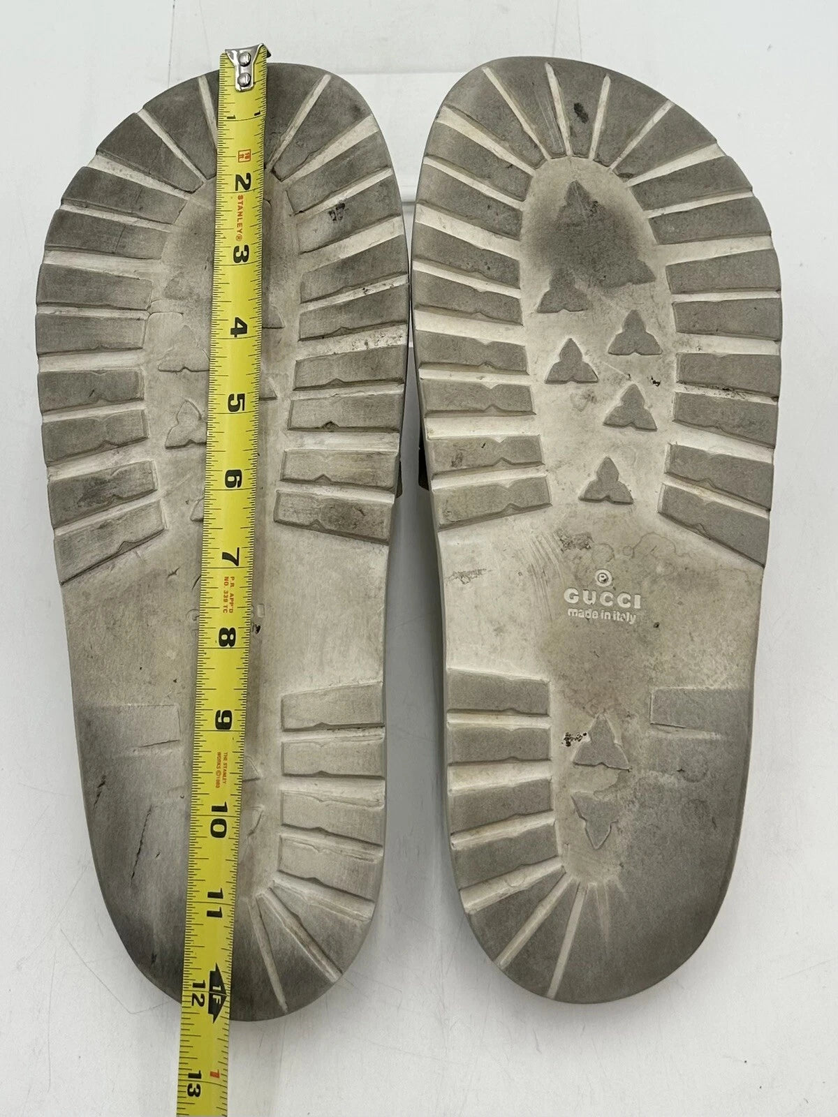 Gucci Men's Beige Striped Slide Sandals Size 12