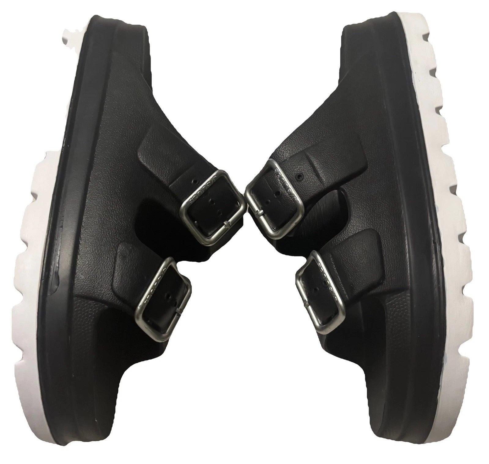 BIANCA J Slides NYC Black Platform Double Strap Slide Sandals Womens Size 9M