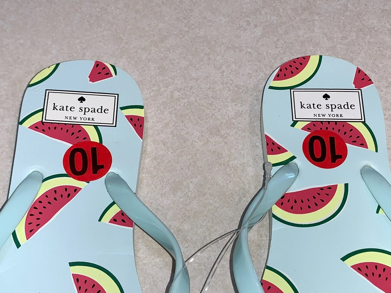 Kate Spade New York Watermelon Fiji Flip Flops Green Size 10 NEW