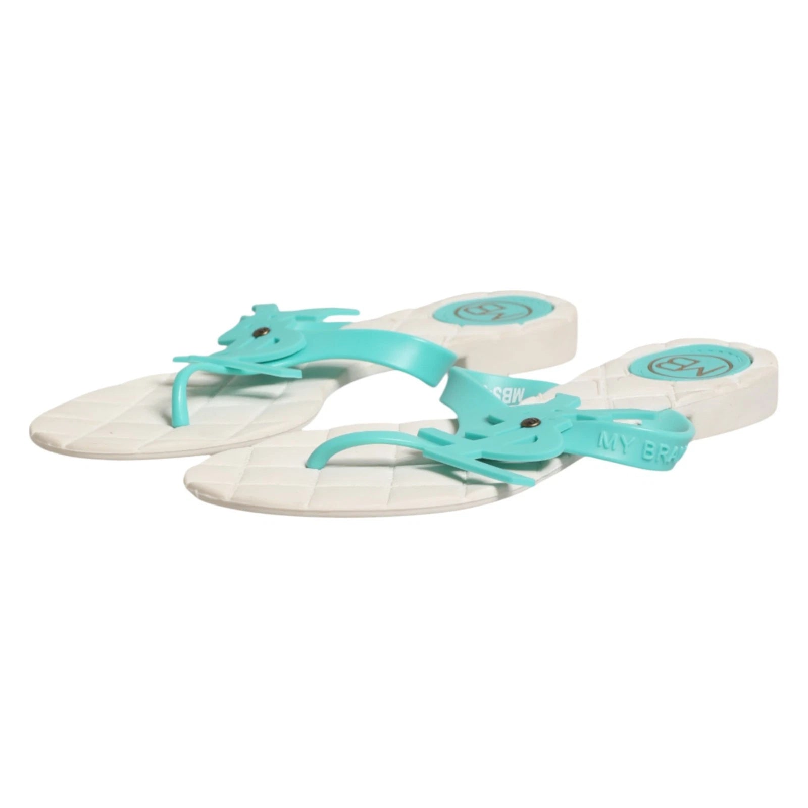 MYBRAND Shoes White Ink Green Rubber Logo Slippers Sandals EU38 / US7.5 100usd