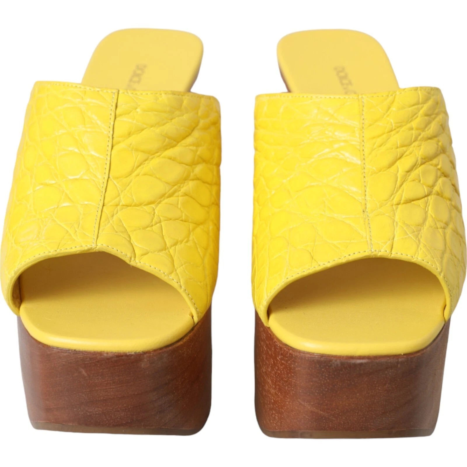 DOLCE & GABBANA Shoes Yellow Leather Wood Mule Wedge Slides EU39 / US8.5 1500usd