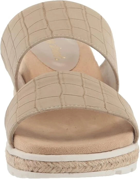 Easy Street Women's Maryann Slide Wedge Sandals, Taupe Croco Size 10M