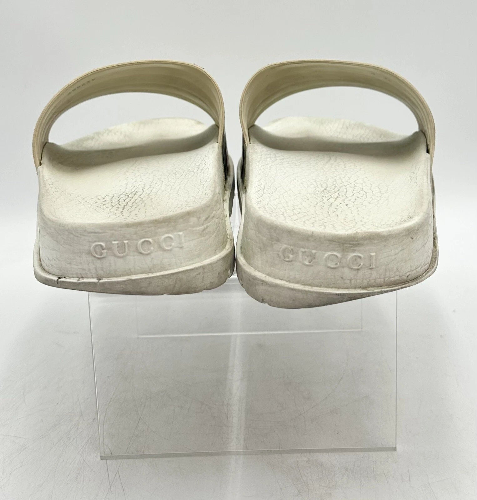 Gucci Men's Beige Striped Slide Sandals Size 12