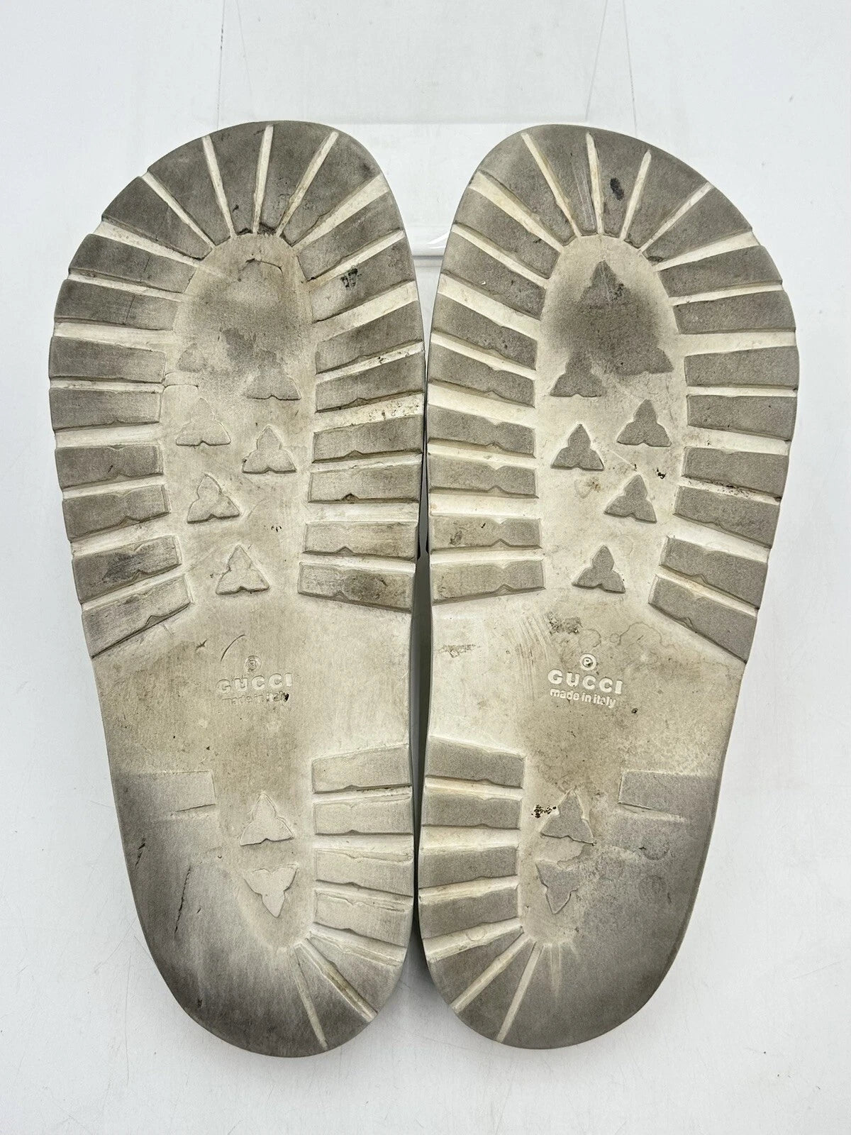 Gucci Men's Beige Striped Slide Sandals Size 12