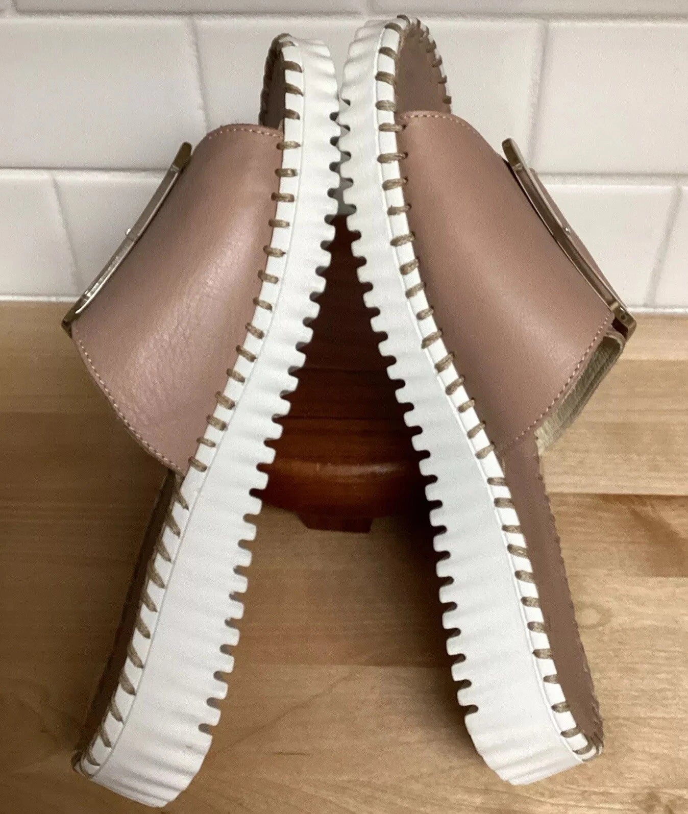 Eric Michael Darla Leather Sandals Slide Shoes Size Sz 7.5 8 EU 38 Beige Nude