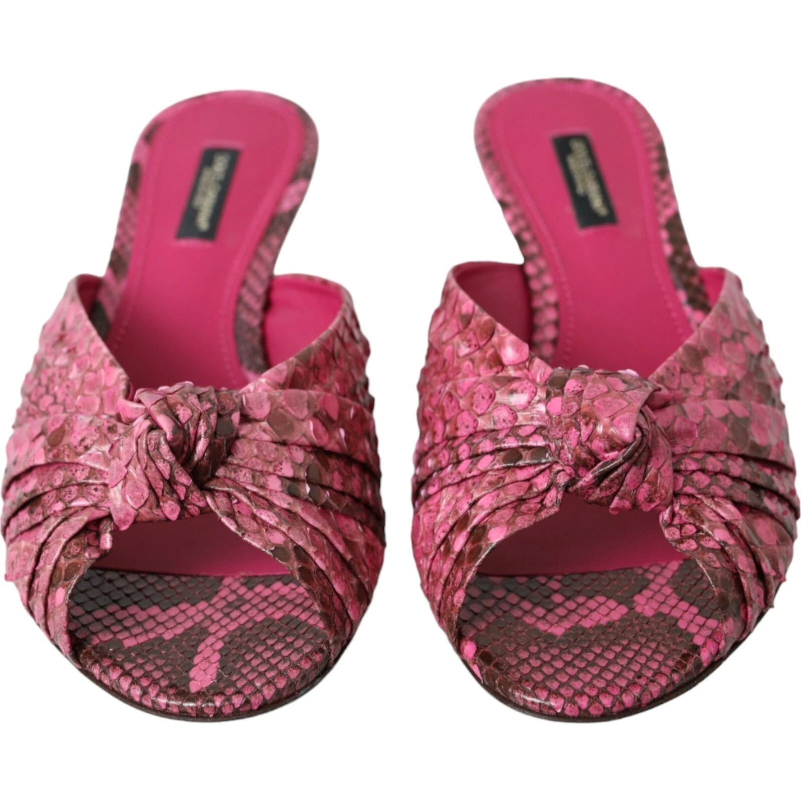 DOLCE & GABBANA Shoes Pink Python Leather Kitten Heels Slides EU37.5/US7 1200usd