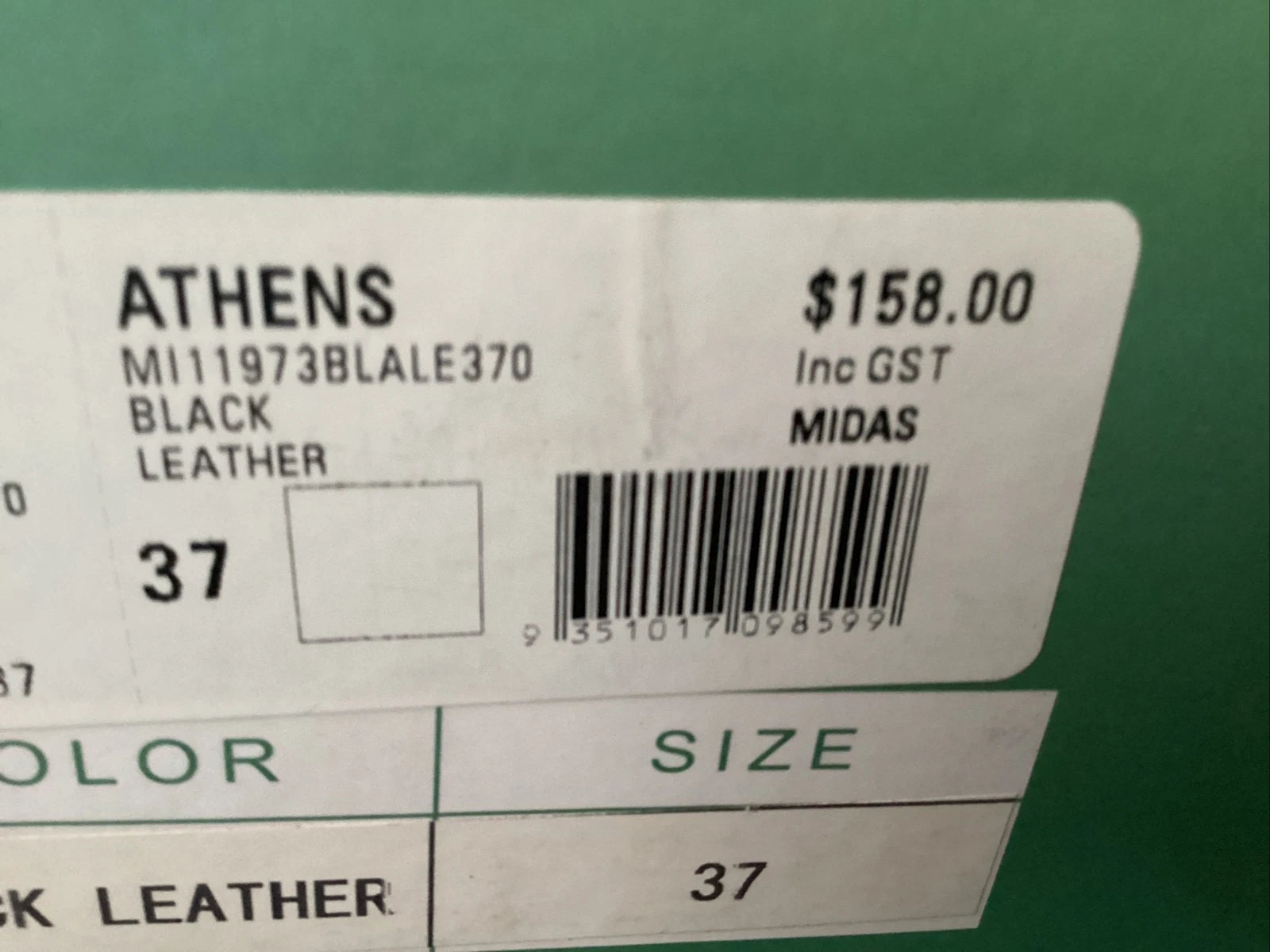 Midas Athens Black Leather slides size 37 - Current Style