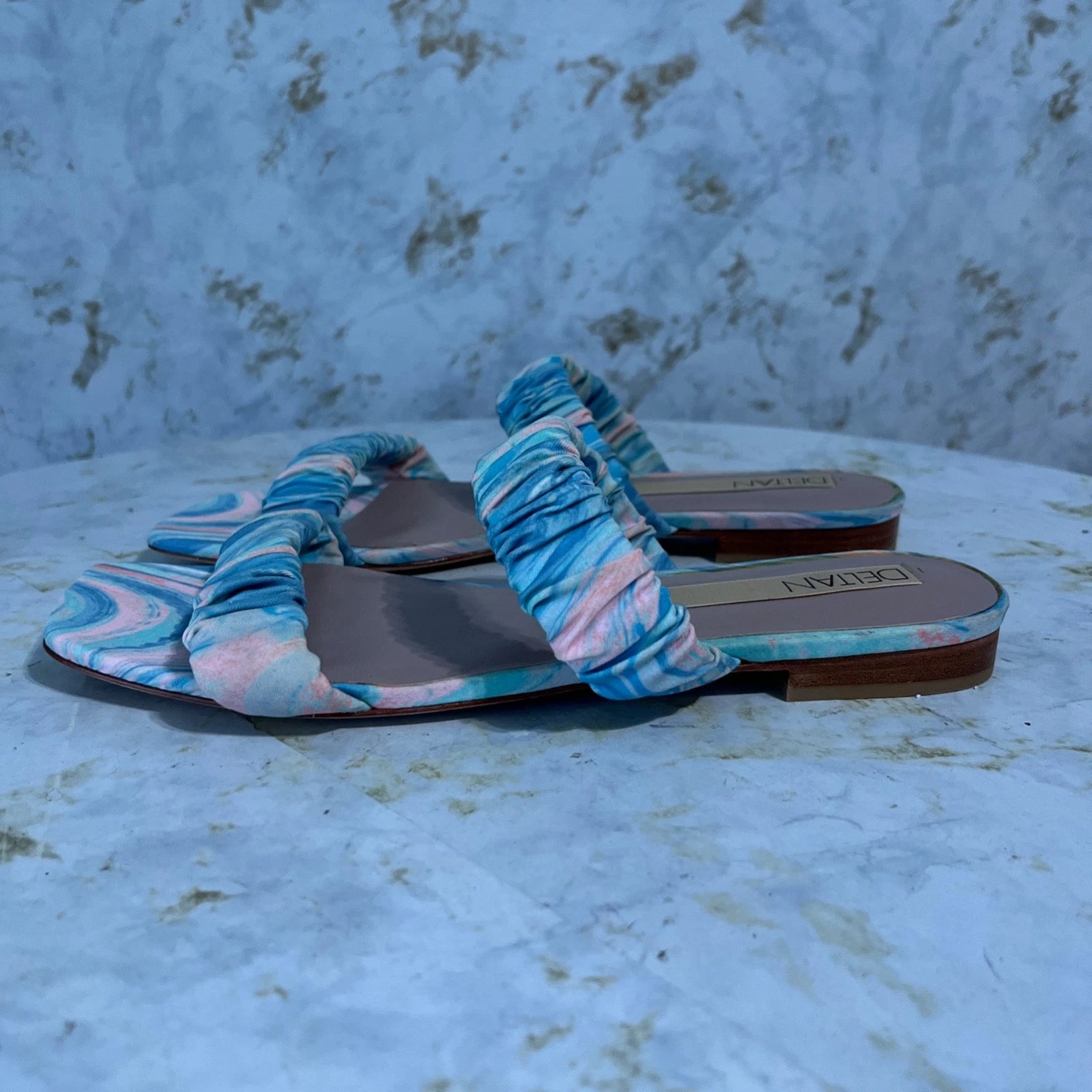 Deltan Women's Size 8M Shoes Blue Pink Slides Flip Flop Comfort Fashion Sandals