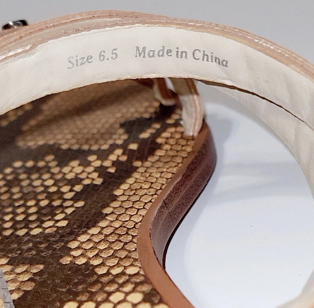 Dolce Vita Izabel Stud Mango Snake Print Square Toe Flat Slide Sandals Wms 6.5M