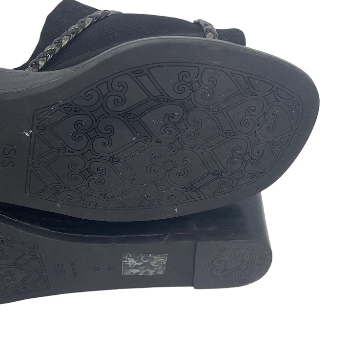 Brighton Sandals Isis Women’s 10M Black Braided Slide Low Wedge Y2K Slip On