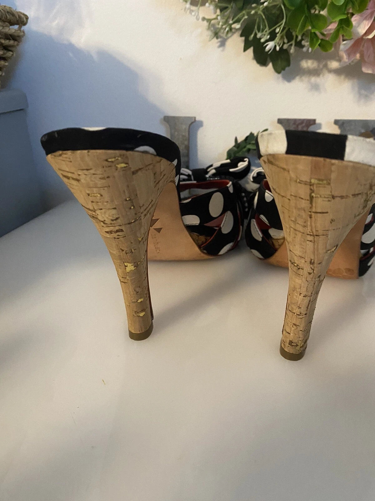 Daniblack Women’s Wanda Slide Sandals Black and White Polka Dots Retro Style 10M