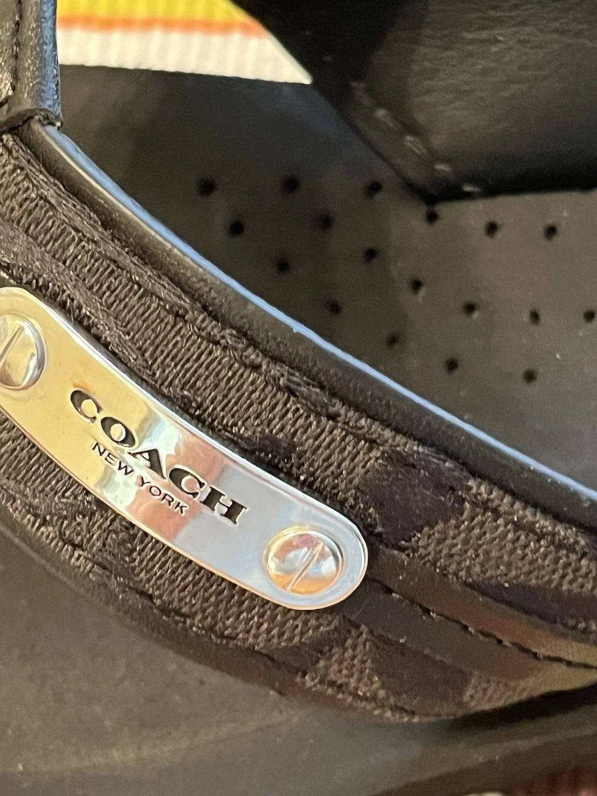 Coach 7B Black Fabric&Leather Flip Flop Sandals Rubber Sole Comfort & Style 1”