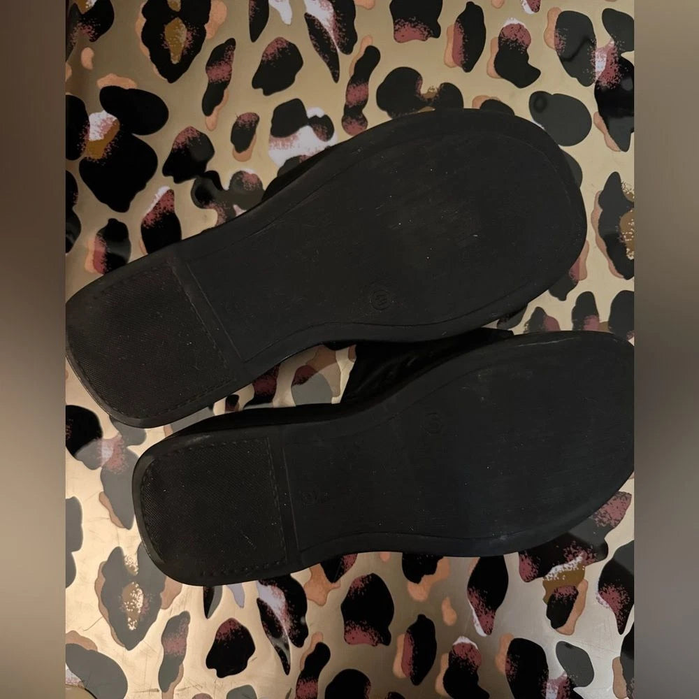 ALDO Y2K Style Libby Black Leather Platform Sandal Slides in 40 US 10