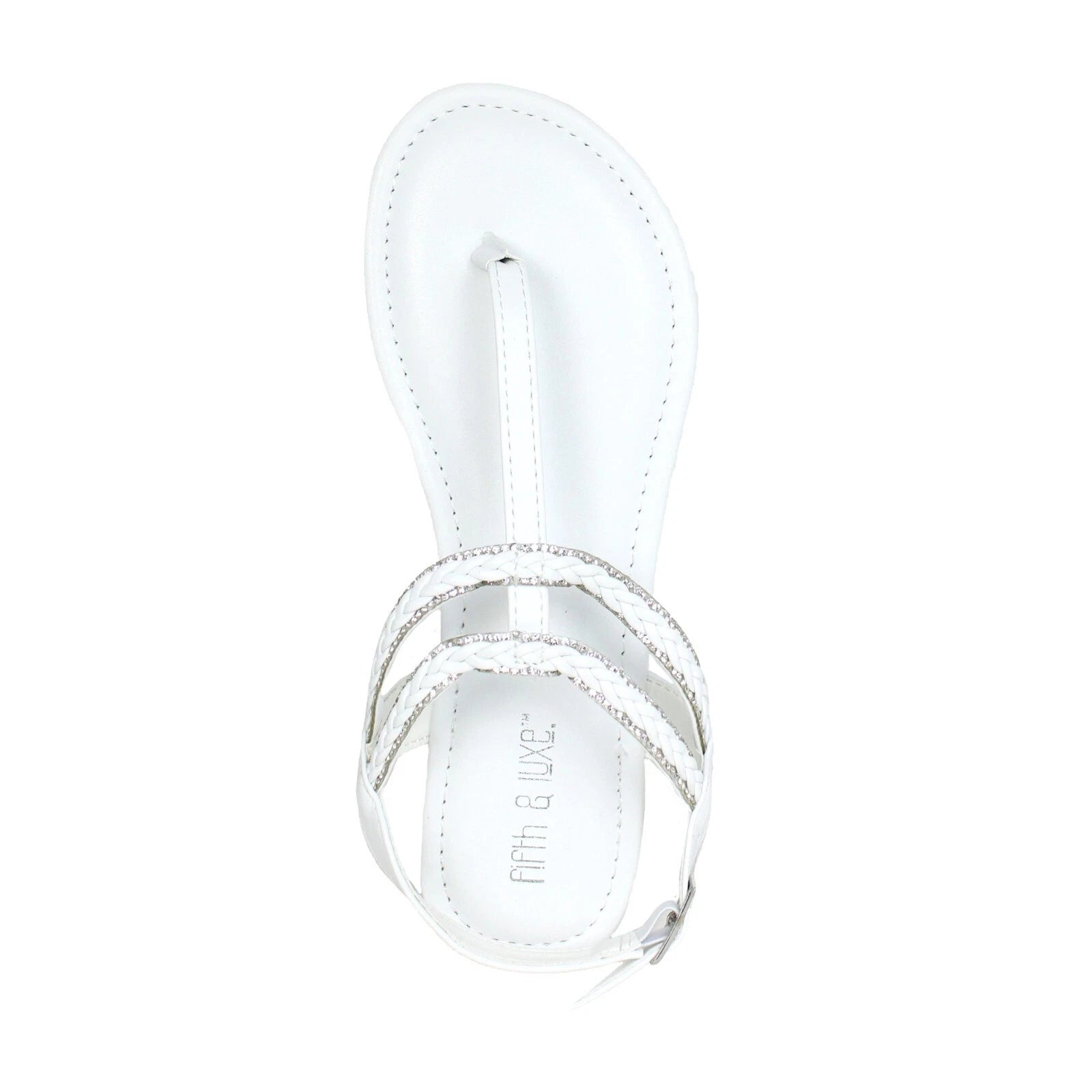 Fifth & Luxe Women Rhinestone Braided T-Strap Flat Medium Width Sandals, Size 9