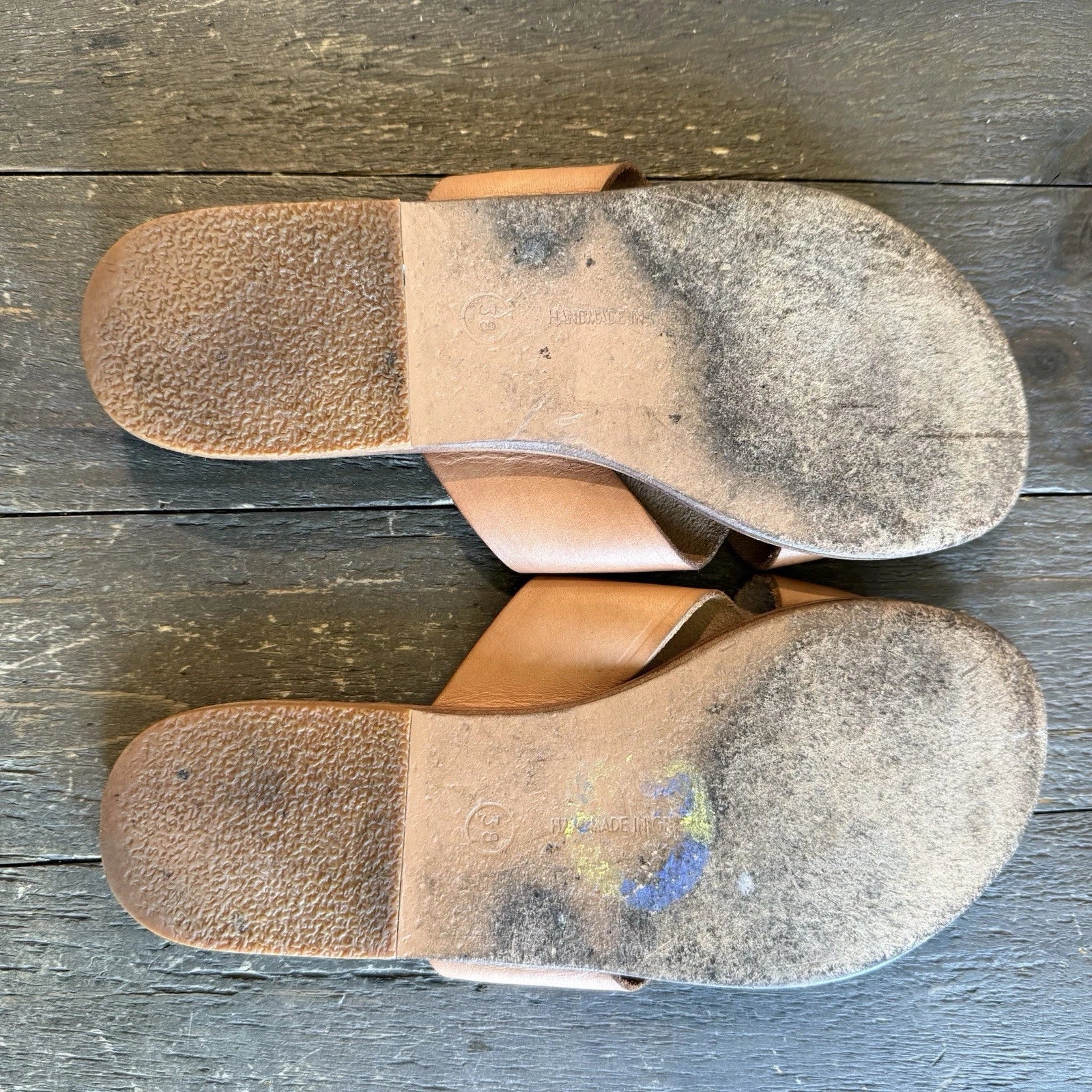 Ancient Greek Tan Cross-Strap Sandals Leather Women’s Size 38/8