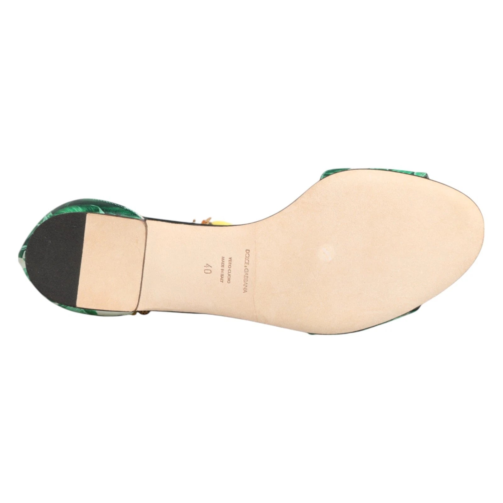 DOLCE & GABBANA Shoes Green Mink Fur Satin Banana Leaf Sandals EU36.5/US6 $1500