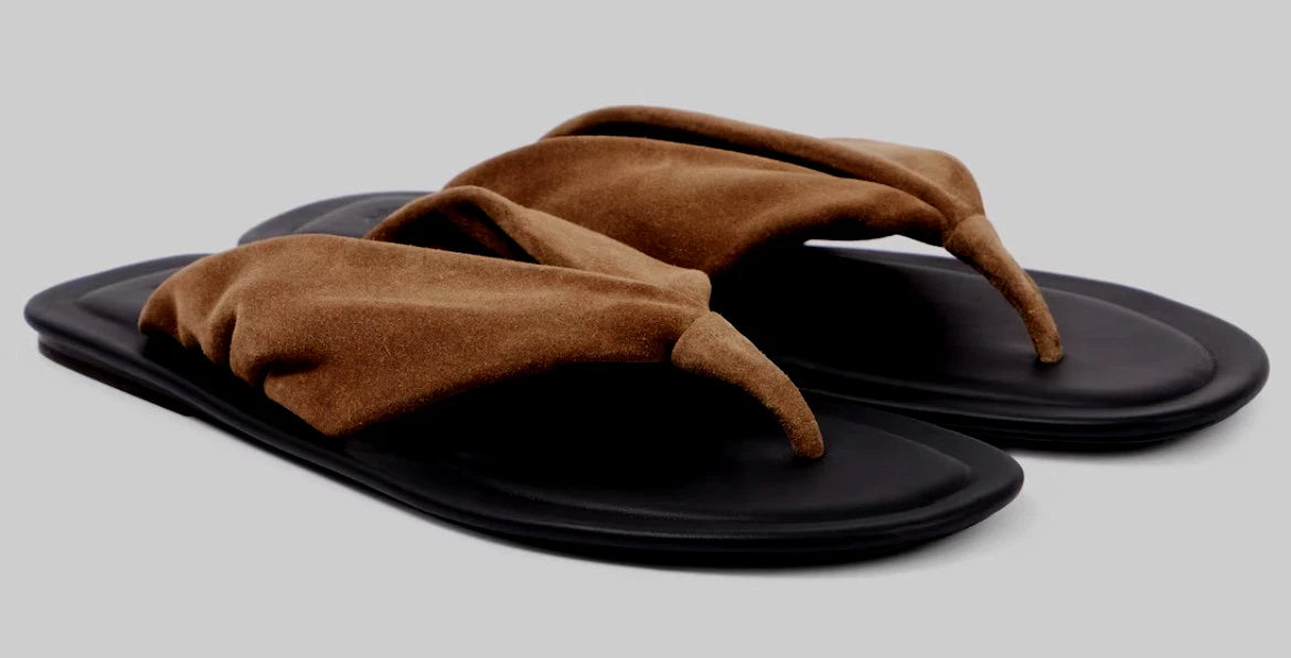 Brunello Cucinelli Brown Suede Flip Flop Thong Sandals, 39.5 (US 9.5) MSRP: $995