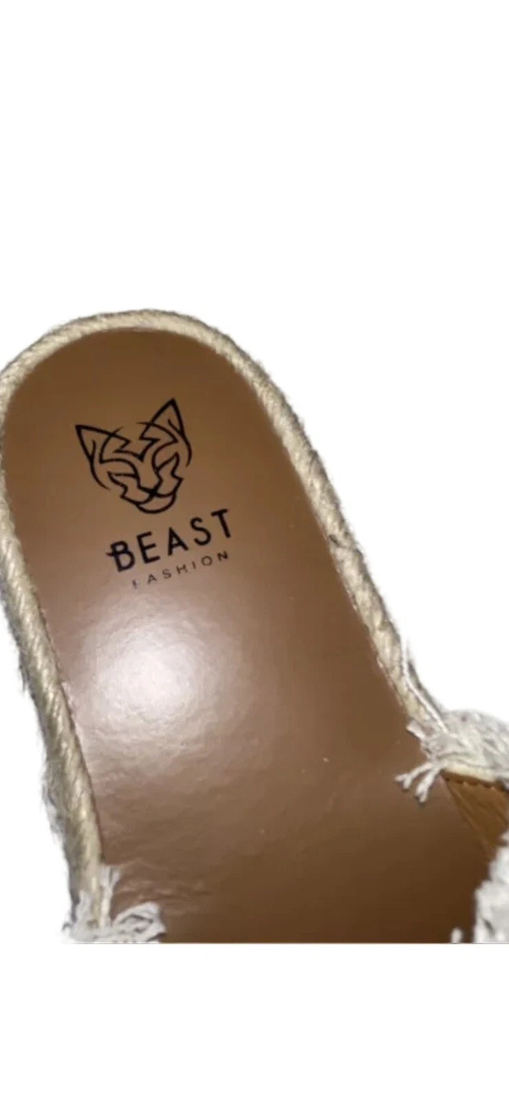 BEAST FASHION  Red Brick & White Striped  Fringe  Sandals Women’s Size 6.5 NEW