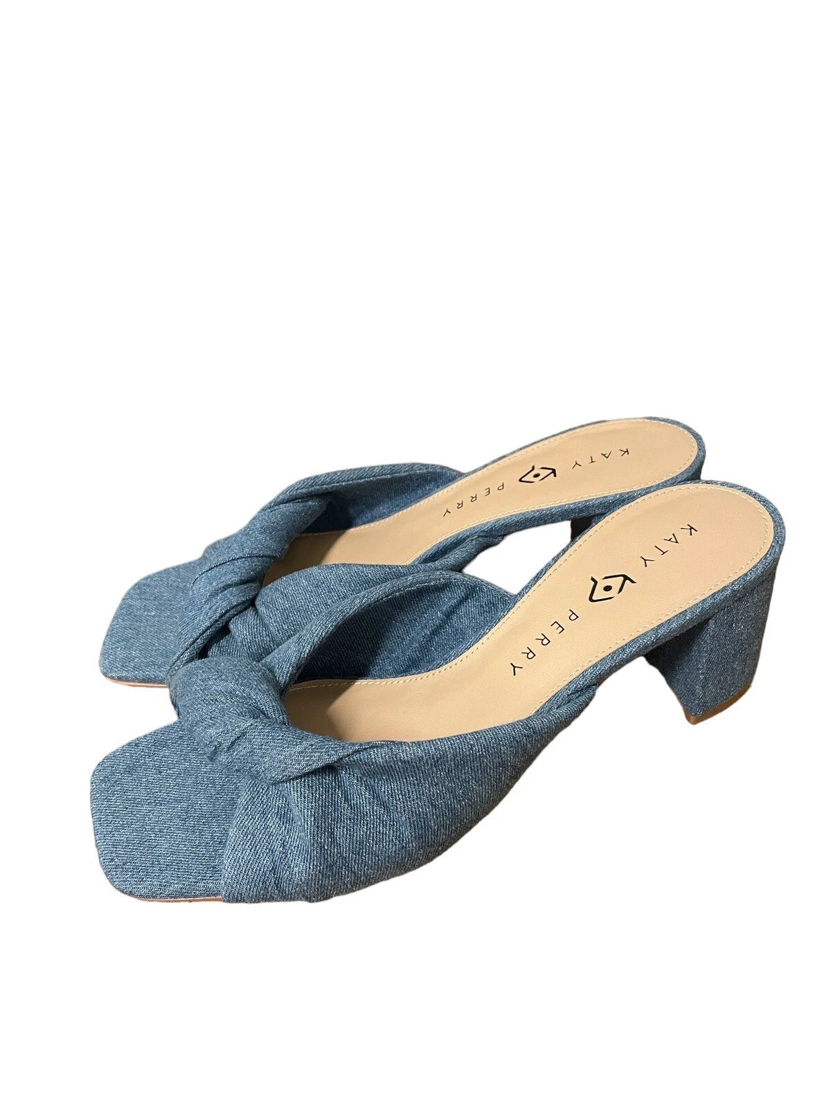 Katy Perry Knot Heeled Sandals The Tooliped Blue Denim Y2K Style Size 10