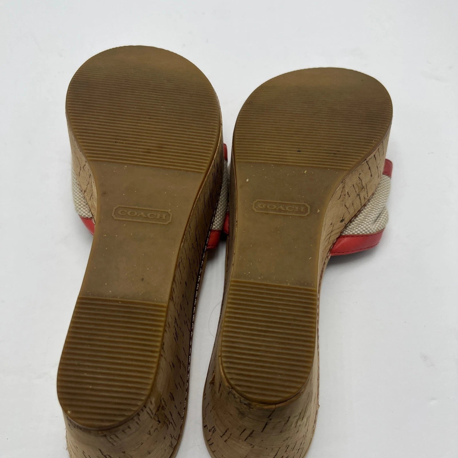 Coach Jesaca Floral Wedge Sandals Slides Platform Cork Heels Red Sz 7B A8663