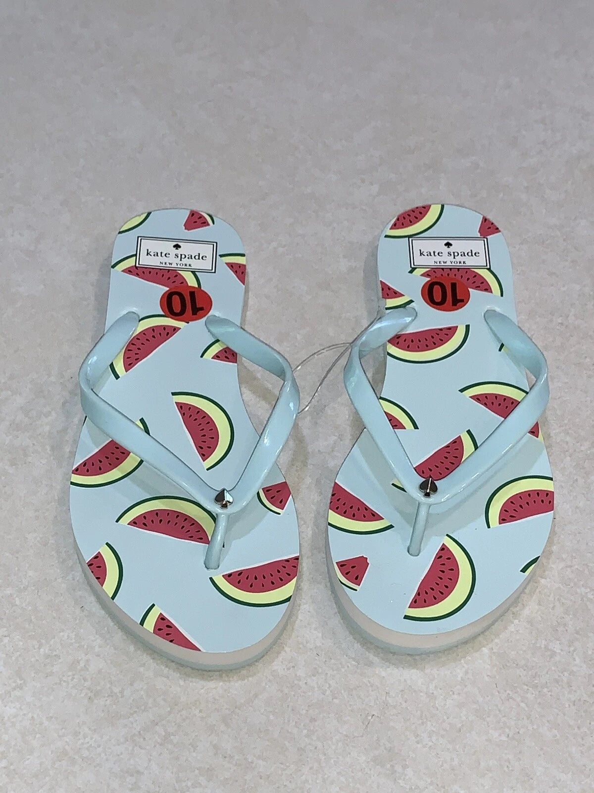 Kate Spade New York Watermelon Fiji Flip Flops Green Size 10 NEW
