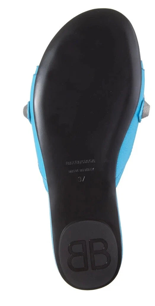Balenciaga Le Cagole Slide Sandal CYAN/ AGED NIKEL, Size 9US /39EU $750
