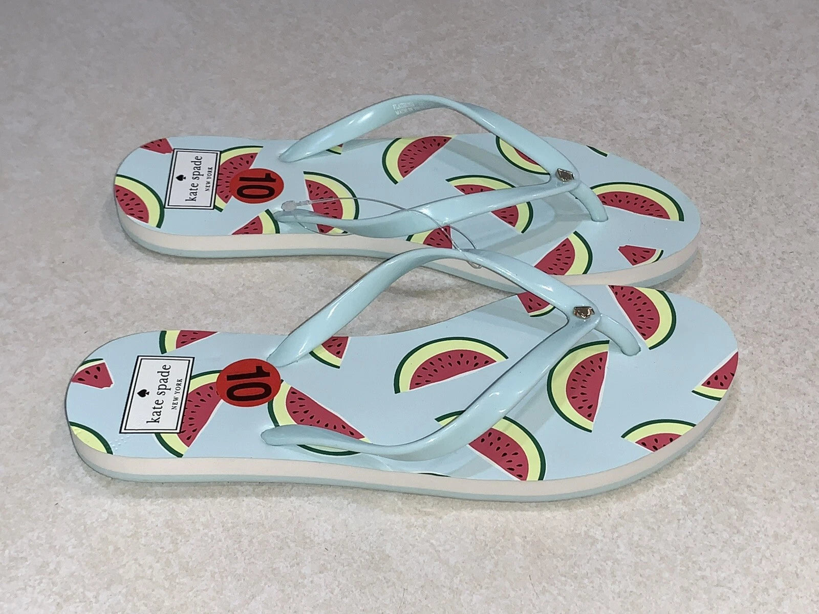 Kate Spade New York Watermelon Fiji Flip Flops Green Size 10 NEW