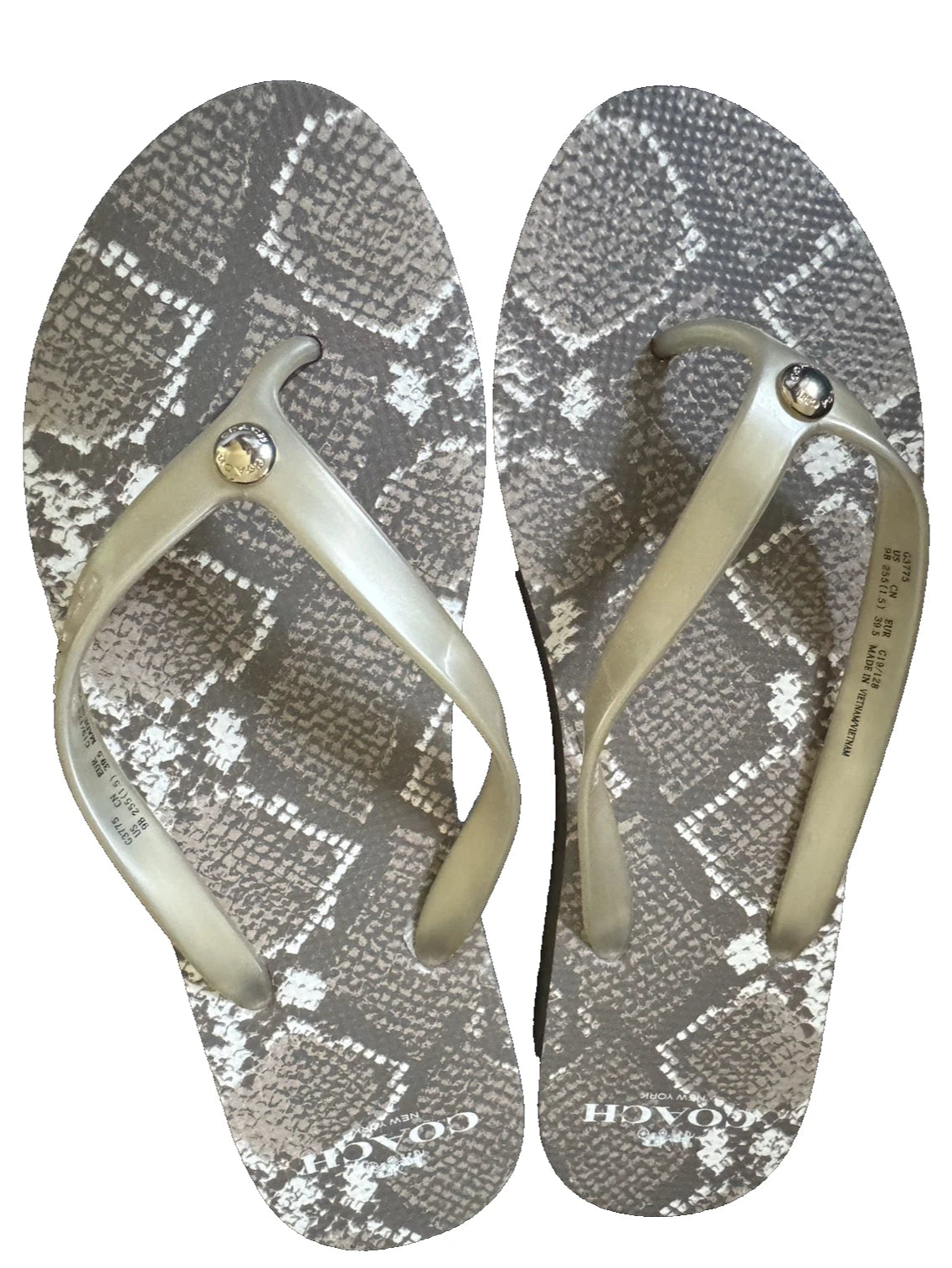 COACH Womens 9 B Abbigail Flip Flops Turnlock Logo Python NEW Sandals