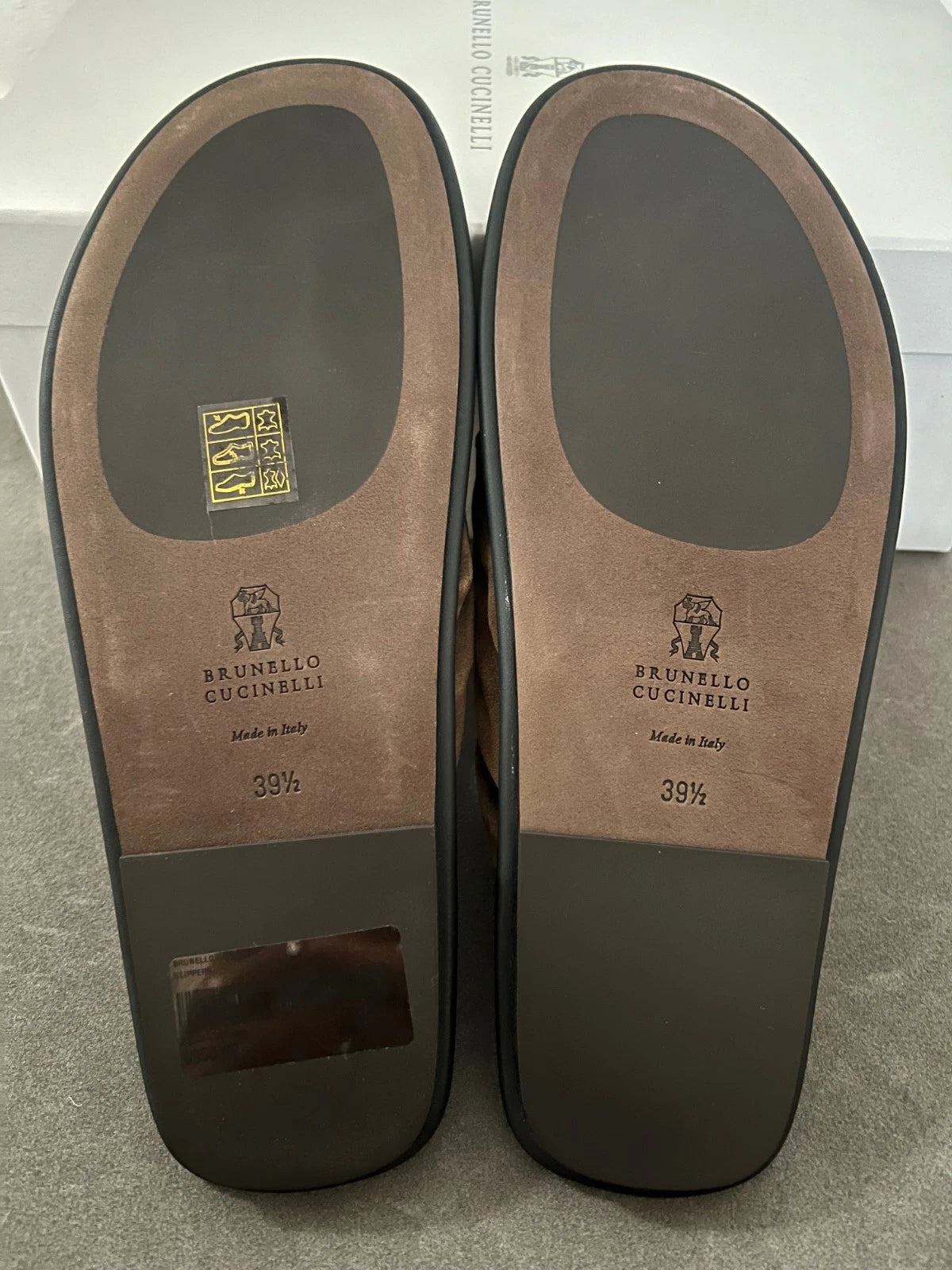 Brunello Cucinelli Brown Suede Flip Flop Thong Sandals, 39.5 (US 9.5) MSRP: $995