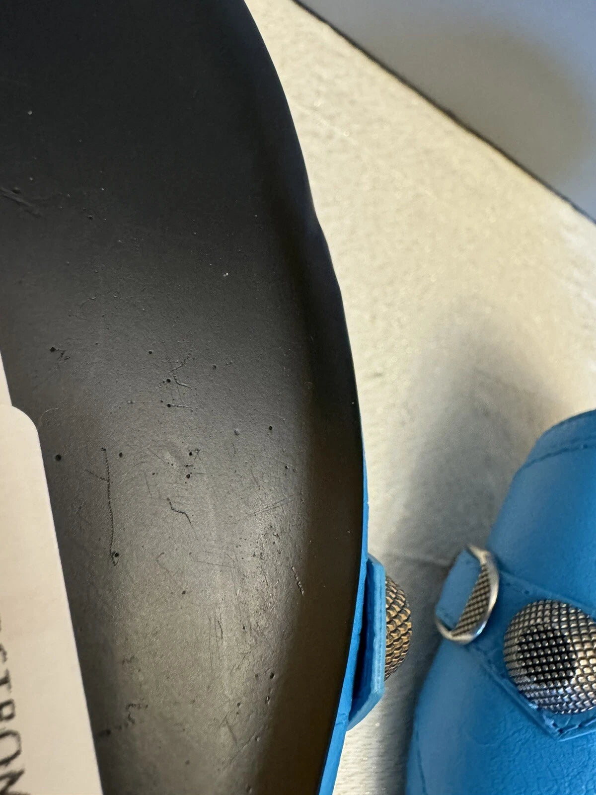 Balenciaga Le Cagole Slide Sandal CYAN/ AGED NIKEL, Size 9US /39EU $750