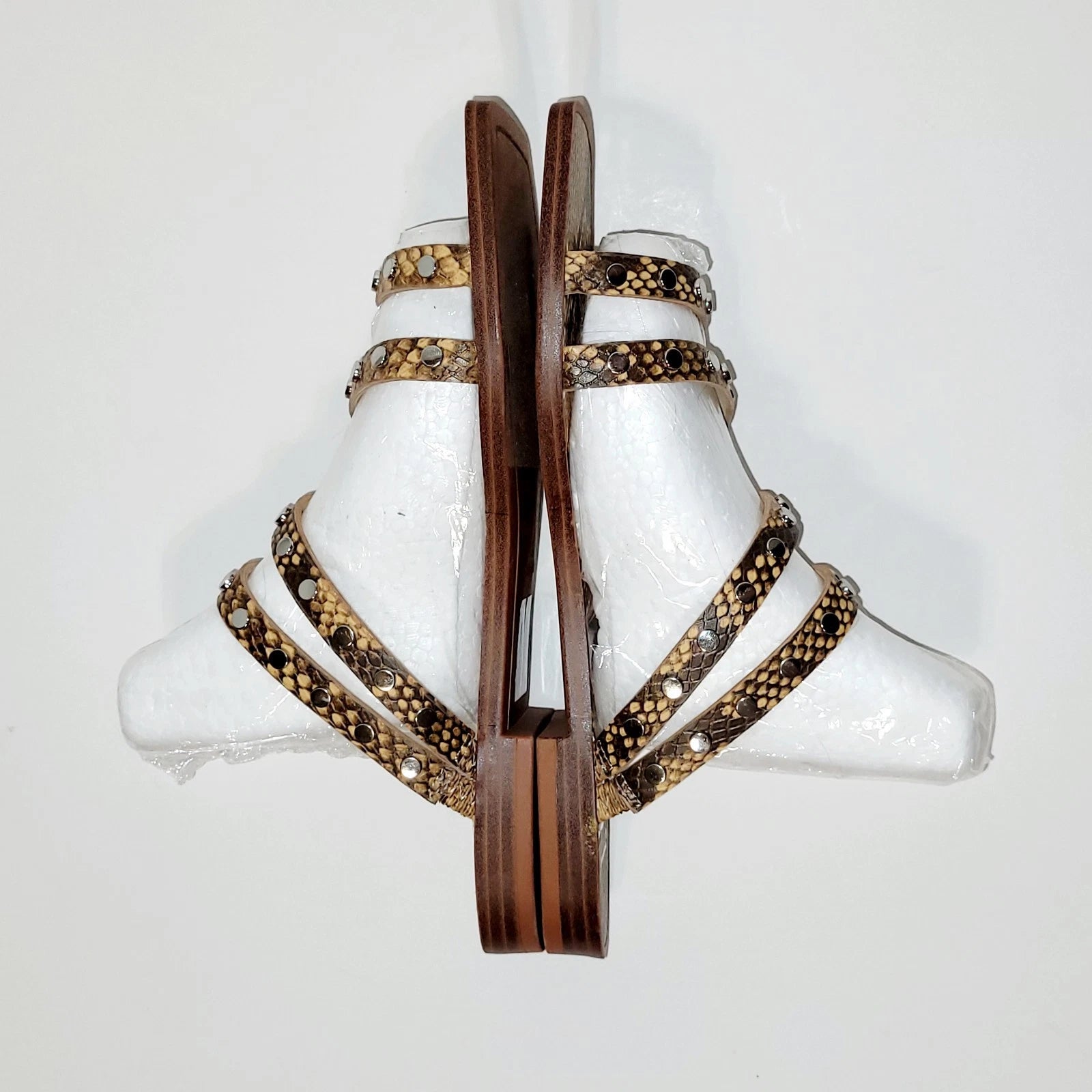 Dolce Vita Izabel Stud Mango Snake Print Square Toe Flat Slide Sandals Wms 6.5M