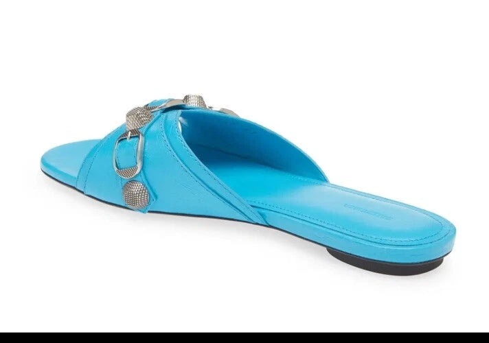 Balenciaga Le Cagole Slide Sandal CYAN/ AGED NIKEL, Size 9US /39EU $750