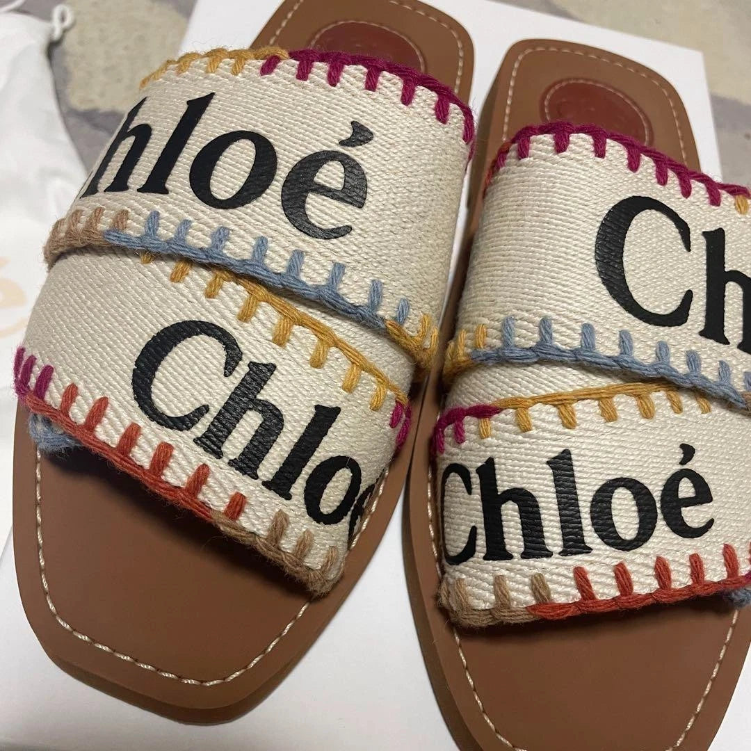 Chloe Sandals Logo Sandals Chloe WOODY SLIDES fashion women beach summer cute JP