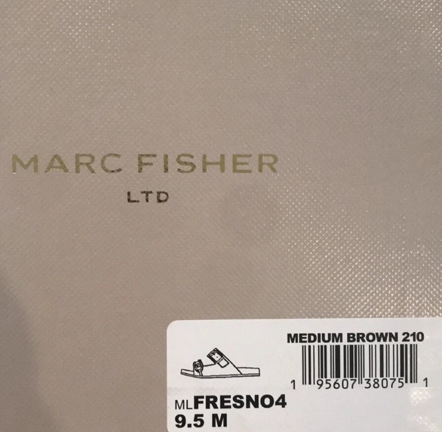 Marc Fisher Fresno Leather Upper Faux Fur/Leather Sock Lining Slide Sandal 9.5M