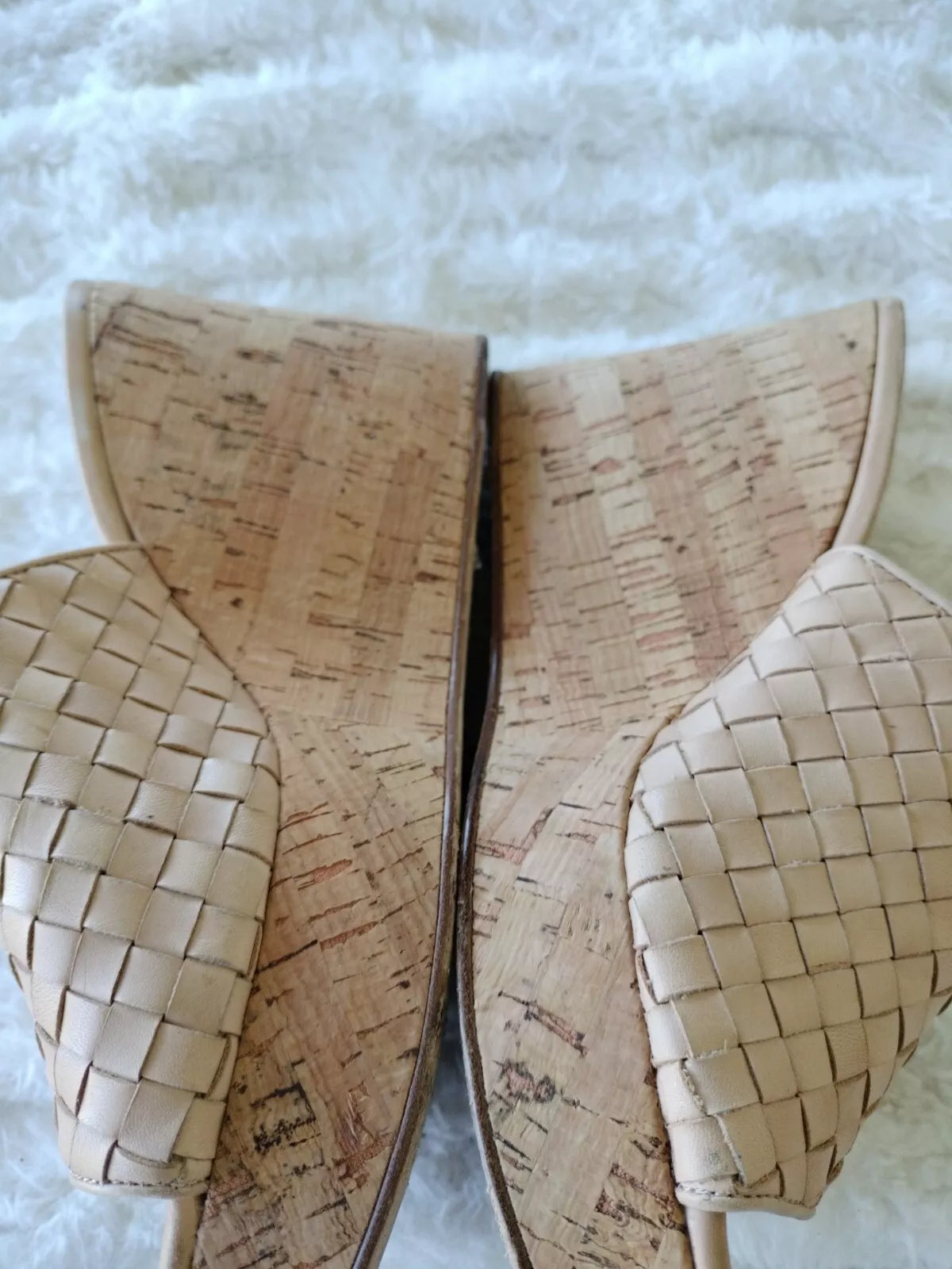 ETIENNE AIGNER Devin Sz 8  Sandals Platforms Women's Natural Cork Wedges Slides