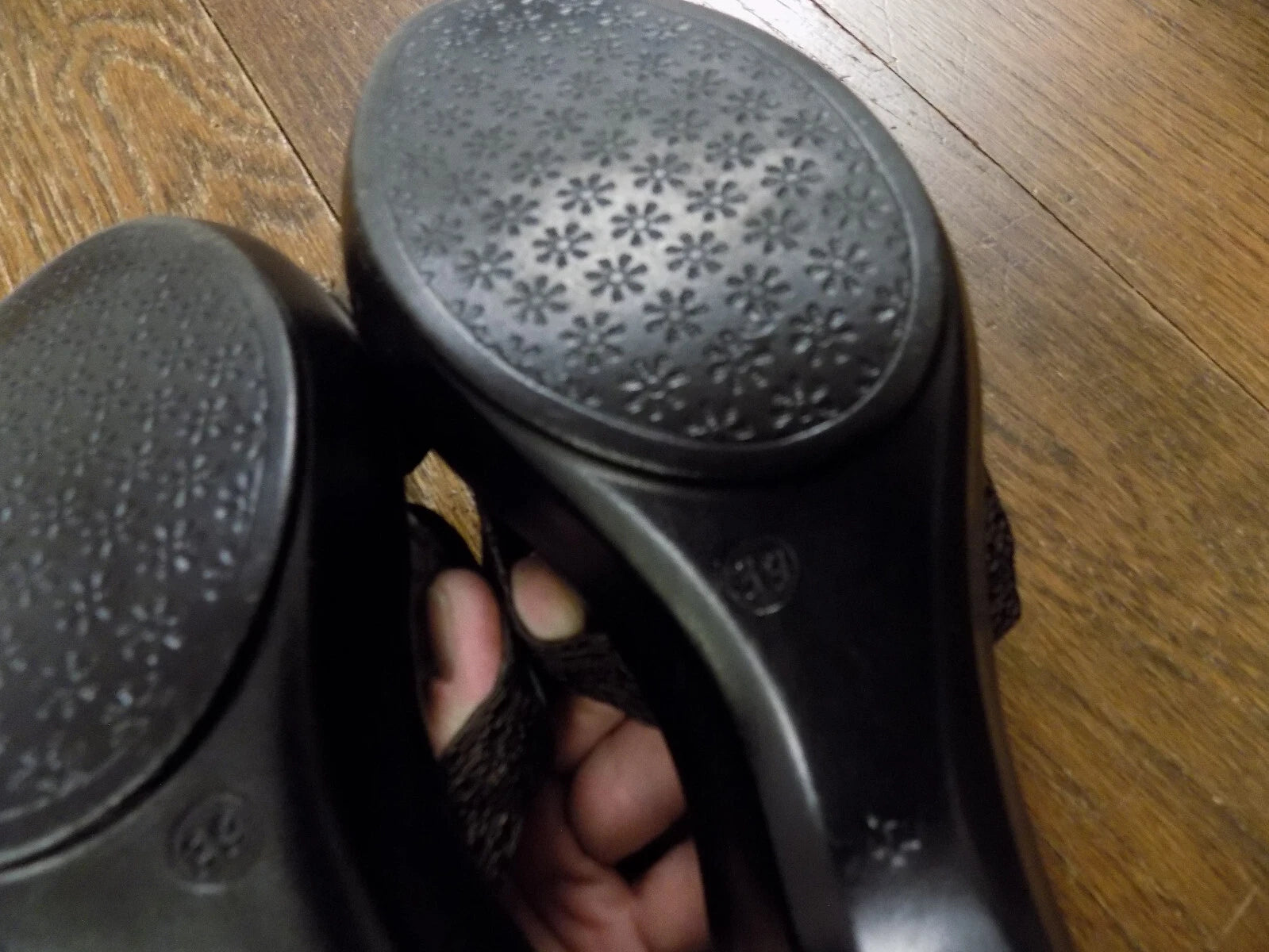 Dezario Slides Sandals 3" Heel Textured Metallic Bronze Rhinestone Bling USA 8.5