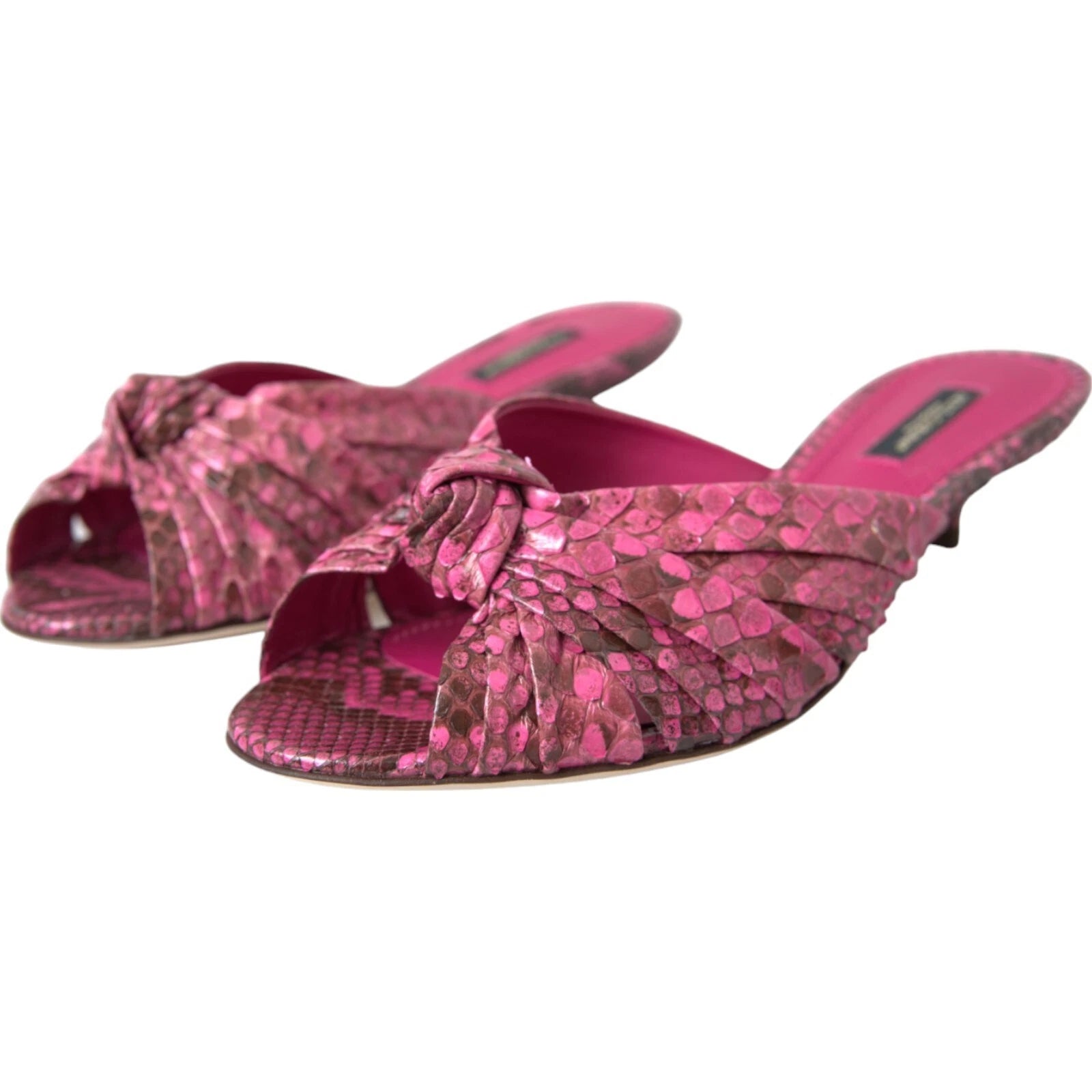 DOLCE & GABBANA Shoes Pink Python Leather Kitten Heels Slides EU38/US7.5 1200usd
