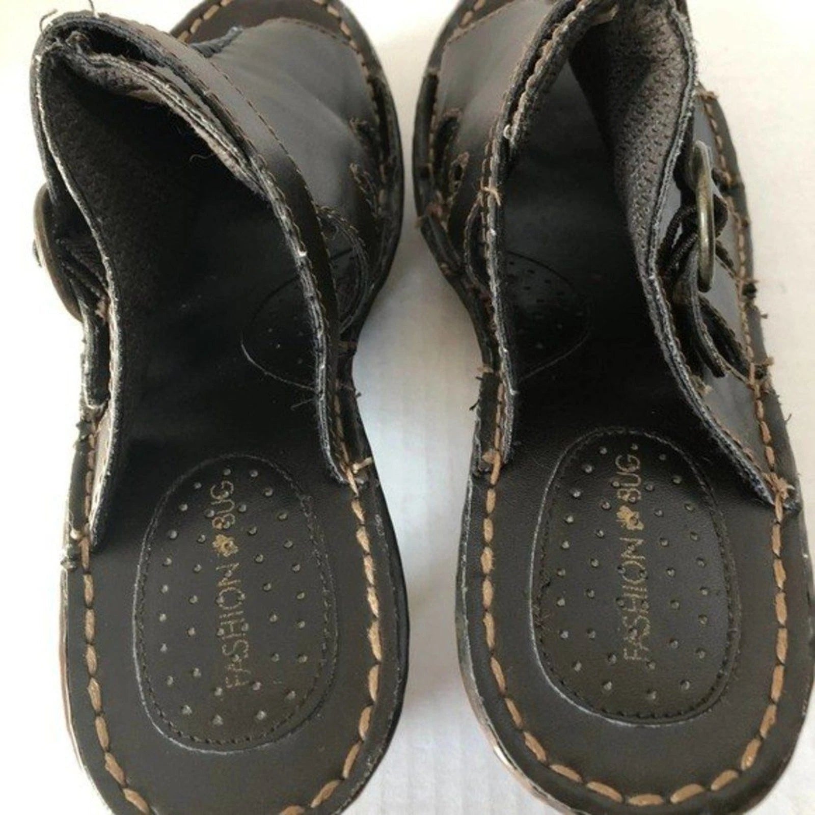 FASHION BUG Sunrise Brown Open Toe Clog Sandals Retro Hippie Boho Womens 8.5