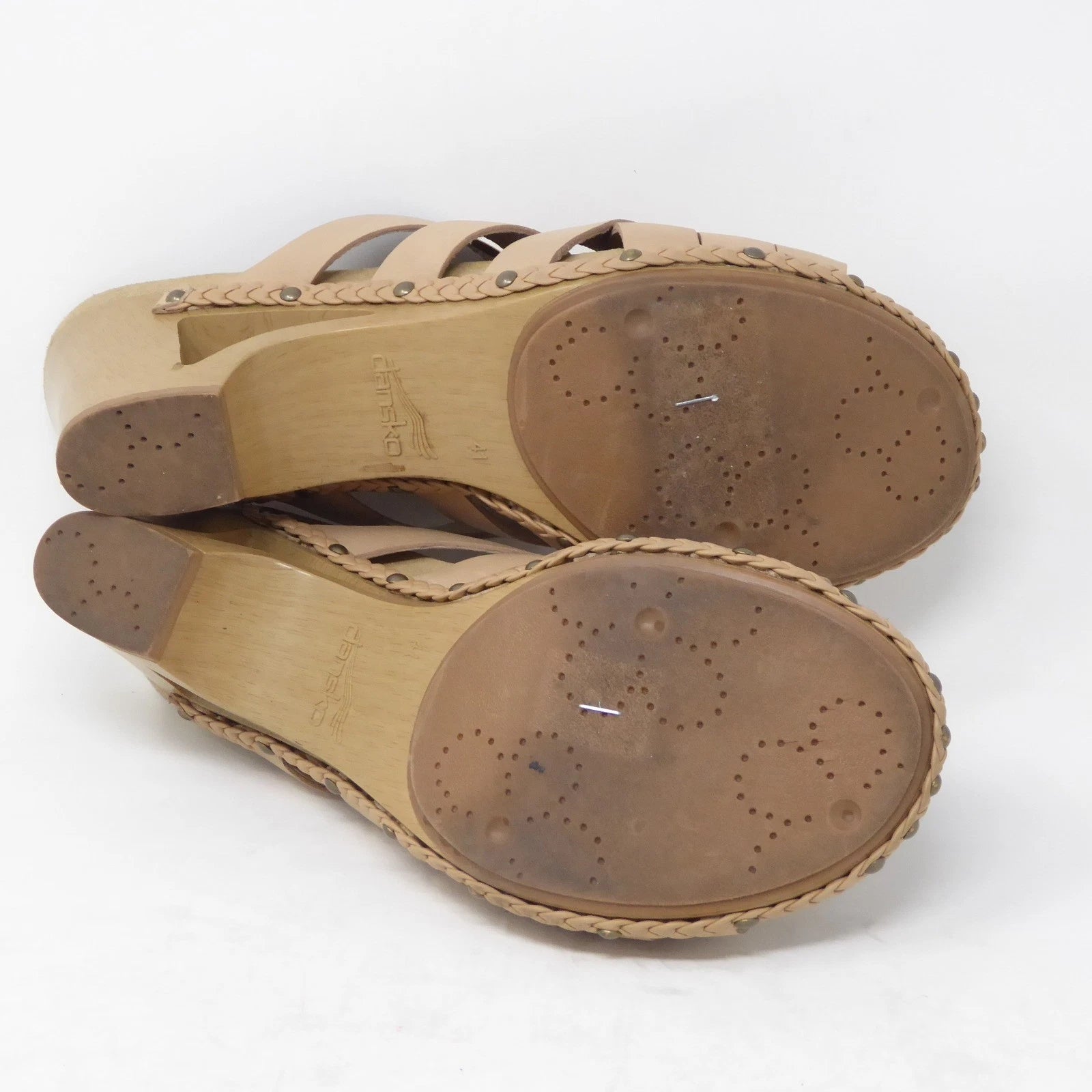 Dansko Womens Tory Woven Leather Heeled Sandals Slides Size 41 / 10.5-11 Beige