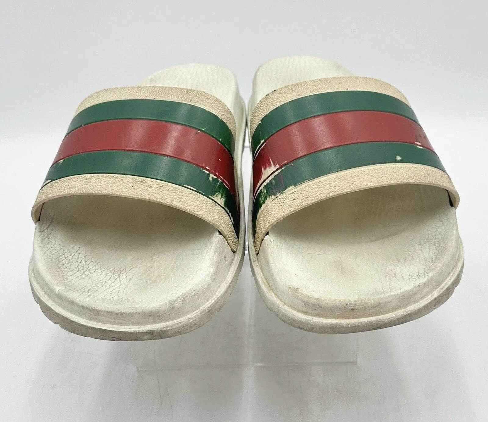Gucci Men's Beige Striped Slide Sandals Size 12