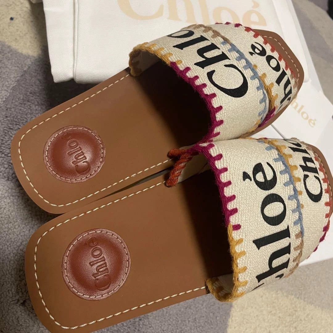 Chloe Sandals Logo Sandals Chloe WOODY SLIDES fashion women beach summer cute JP