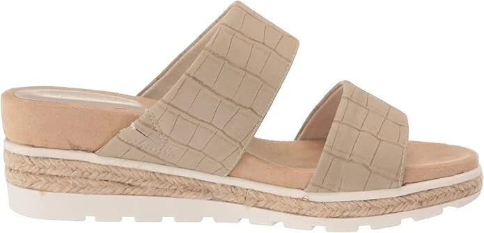 Easy Street Women's Maryann Slide Wedge Sandals, Taupe Croco Size 10M