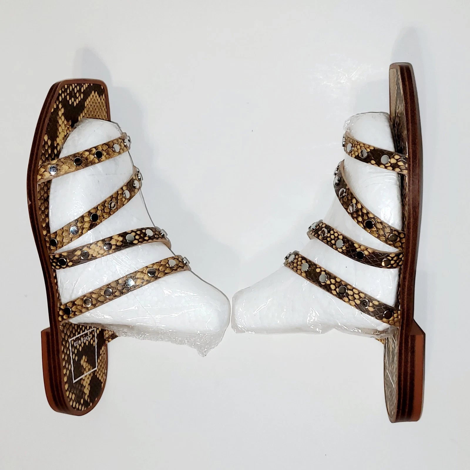 Dolce Vita Izabel Stud Mango Snake Print Square Toe Flat Slide Sandals Wms 6.5M