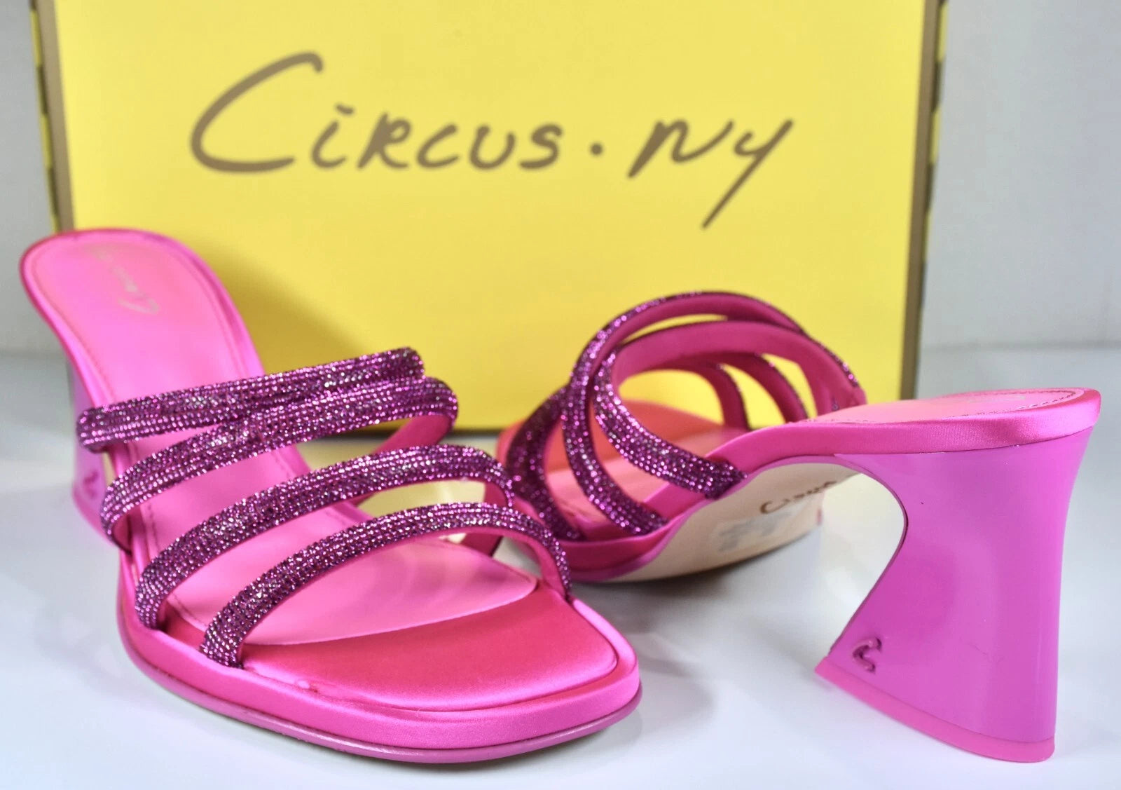 CIRCUS NY BY SAM EDELMAN NIB $120 HEDDIE PINK PUNCH SLIDE HEELED SANDAL. SZ 8 M