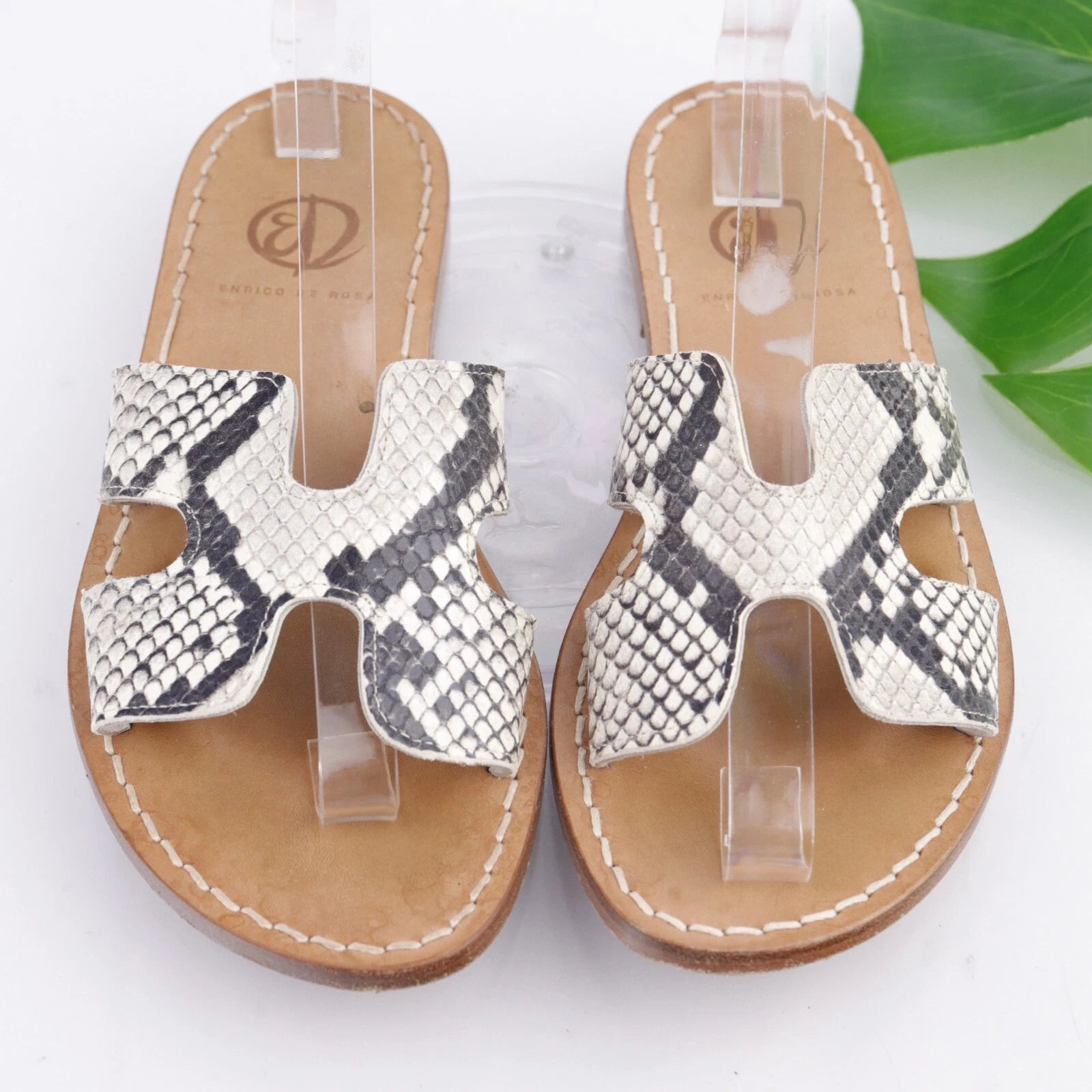 Enrico De Rosa Italy Women's Sandal Size 38 7 Snakeskin Slide Resort Hampton