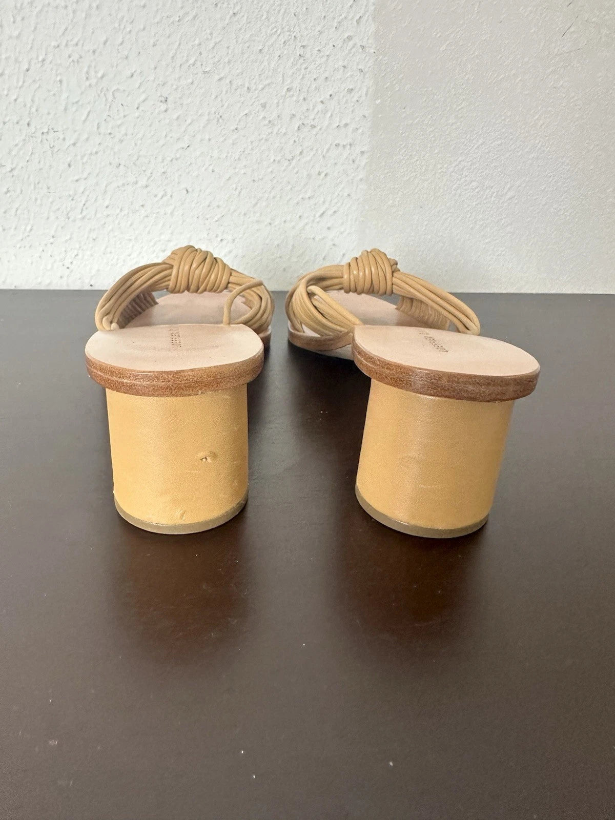 Loeffler Randall Celeste Mignon Knot Mule Size 5.5B Tan Leather Luxury 2” Heel