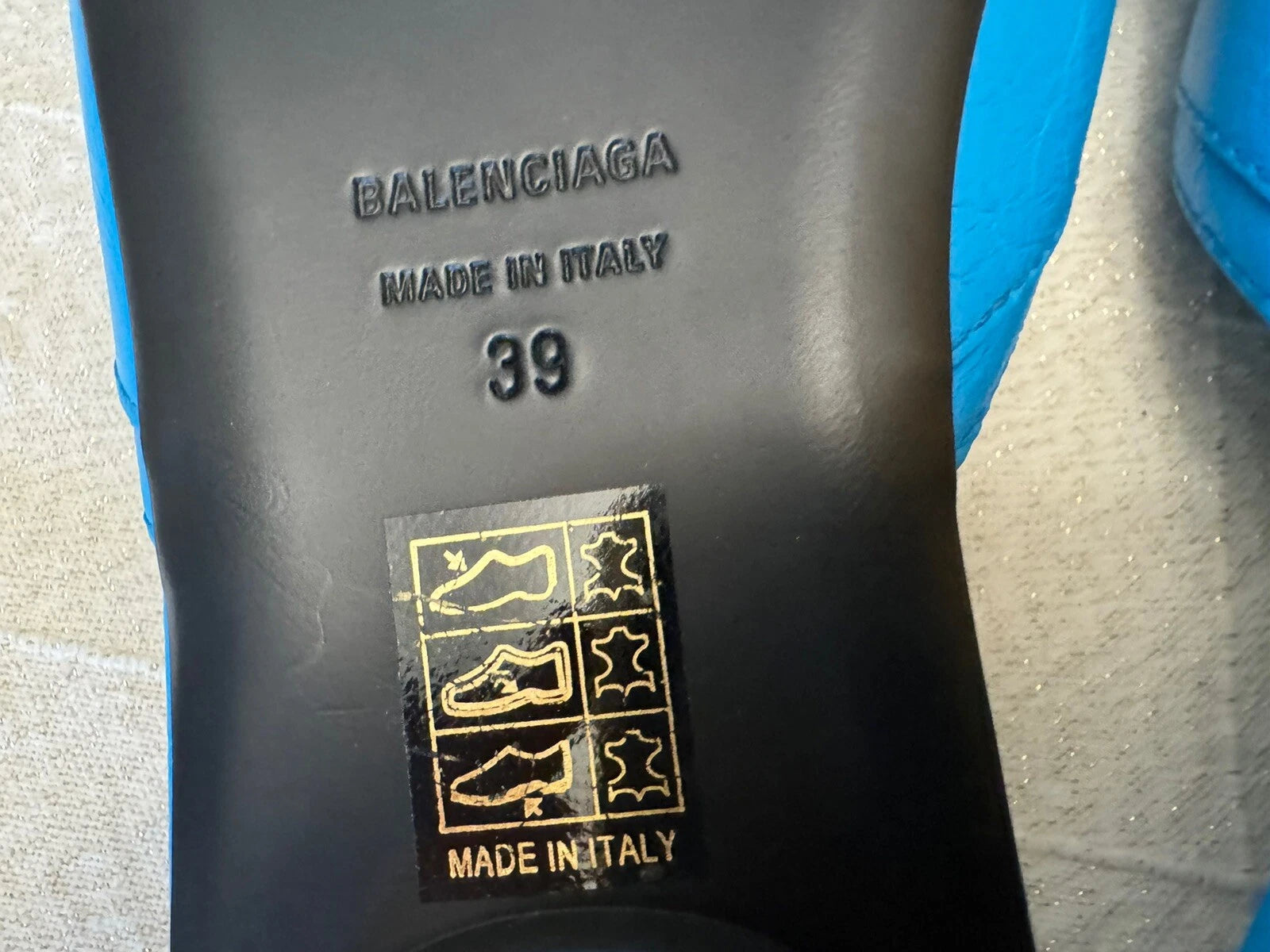 Balenciaga Le Cagole Slide Sandal CYAN/ AGED NIKEL, Size 9US /39EU $750