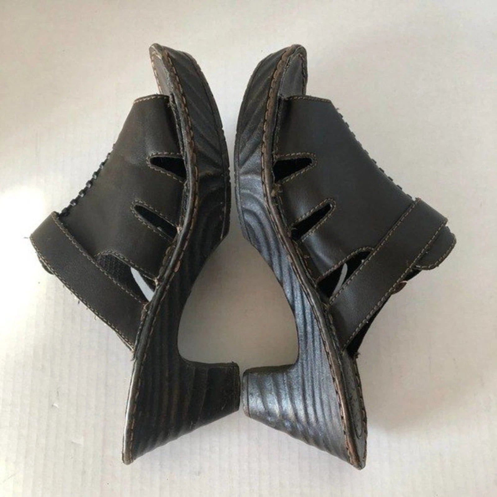 FASHION BUG Sunrise Brown Open Toe Clog Sandals Retro Hippie Boho Womens 8.5