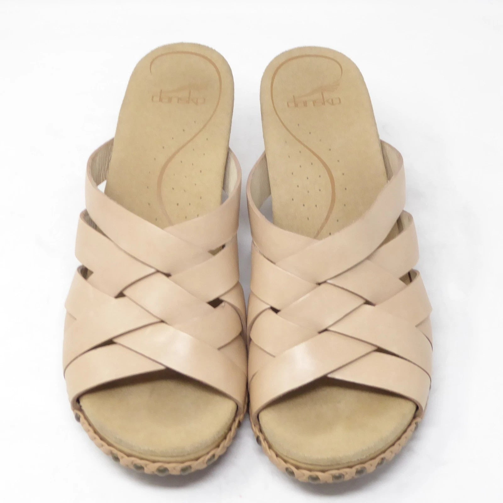 Dansko Womens Tory Woven Leather Heeled Sandals Slides Size 41 / 10.5-11 Beige